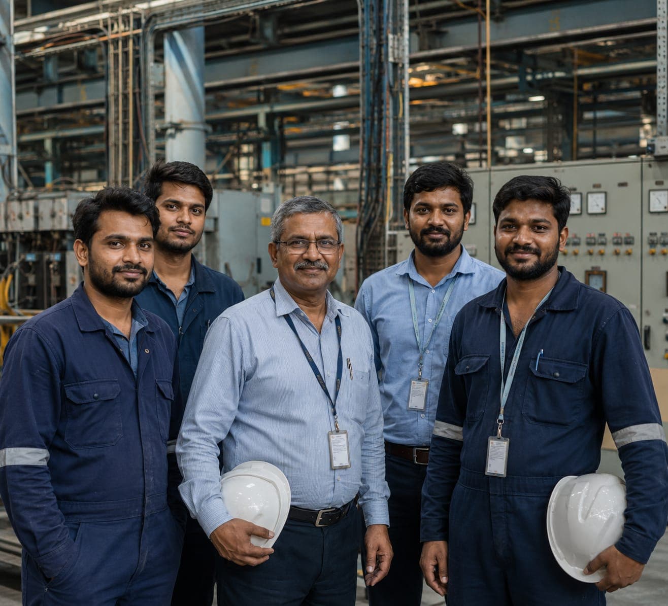 Industrial electrical engineering team on the shop floor
